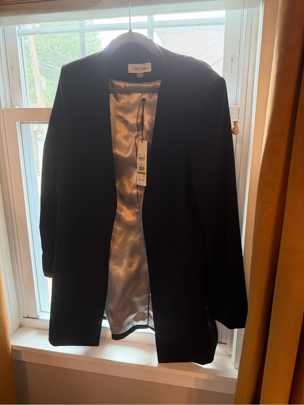 Calvin Klein Black Open-Front Women's Blazer with Satin Lining